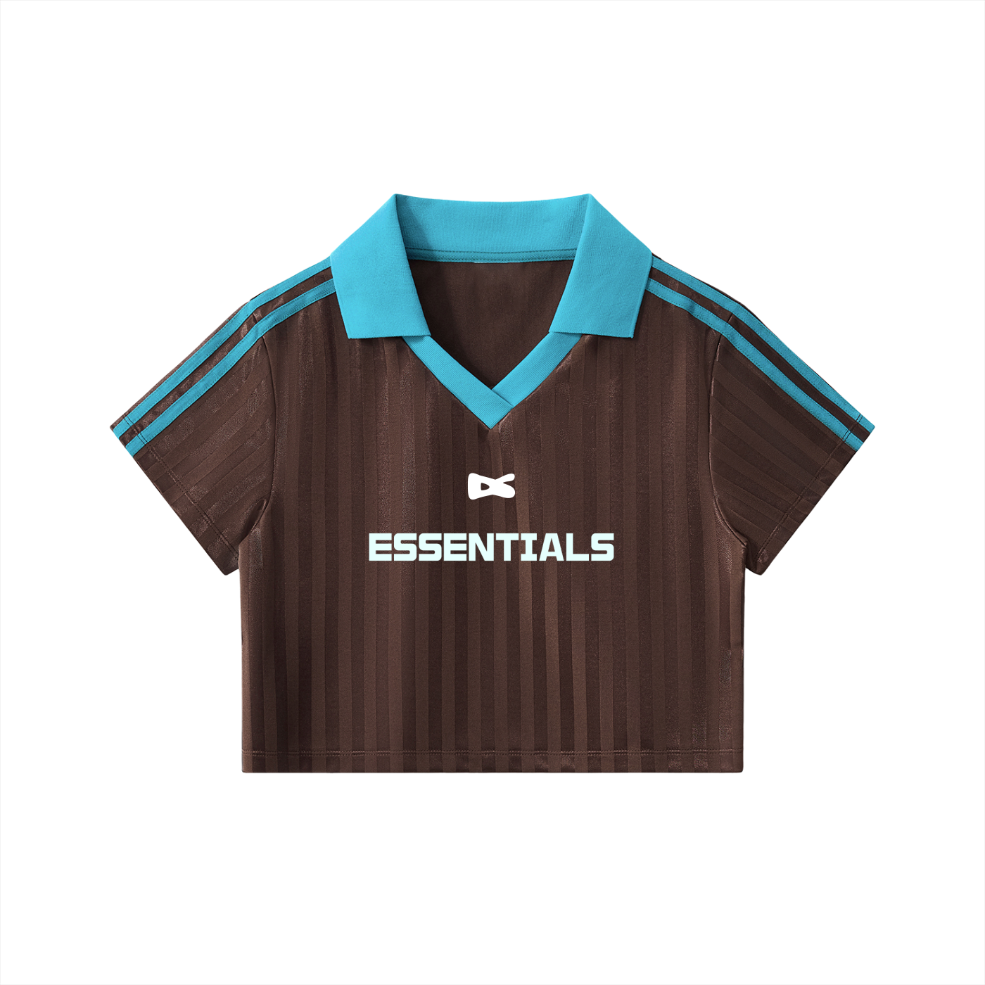 Contrast Collar Striped Cropped Jersey