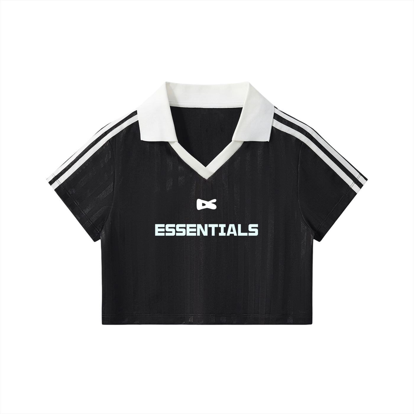 Contrast Collar Striped Cropped Jersey