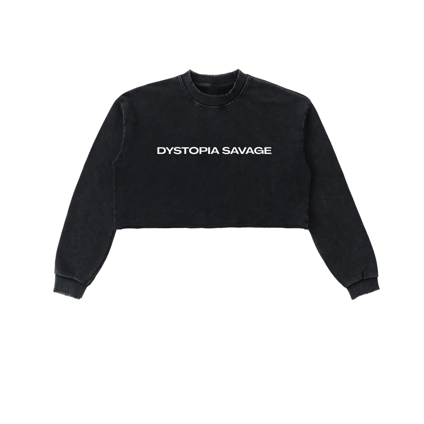 Snow Washed Dystopia Savage Cropped Sweatshirt