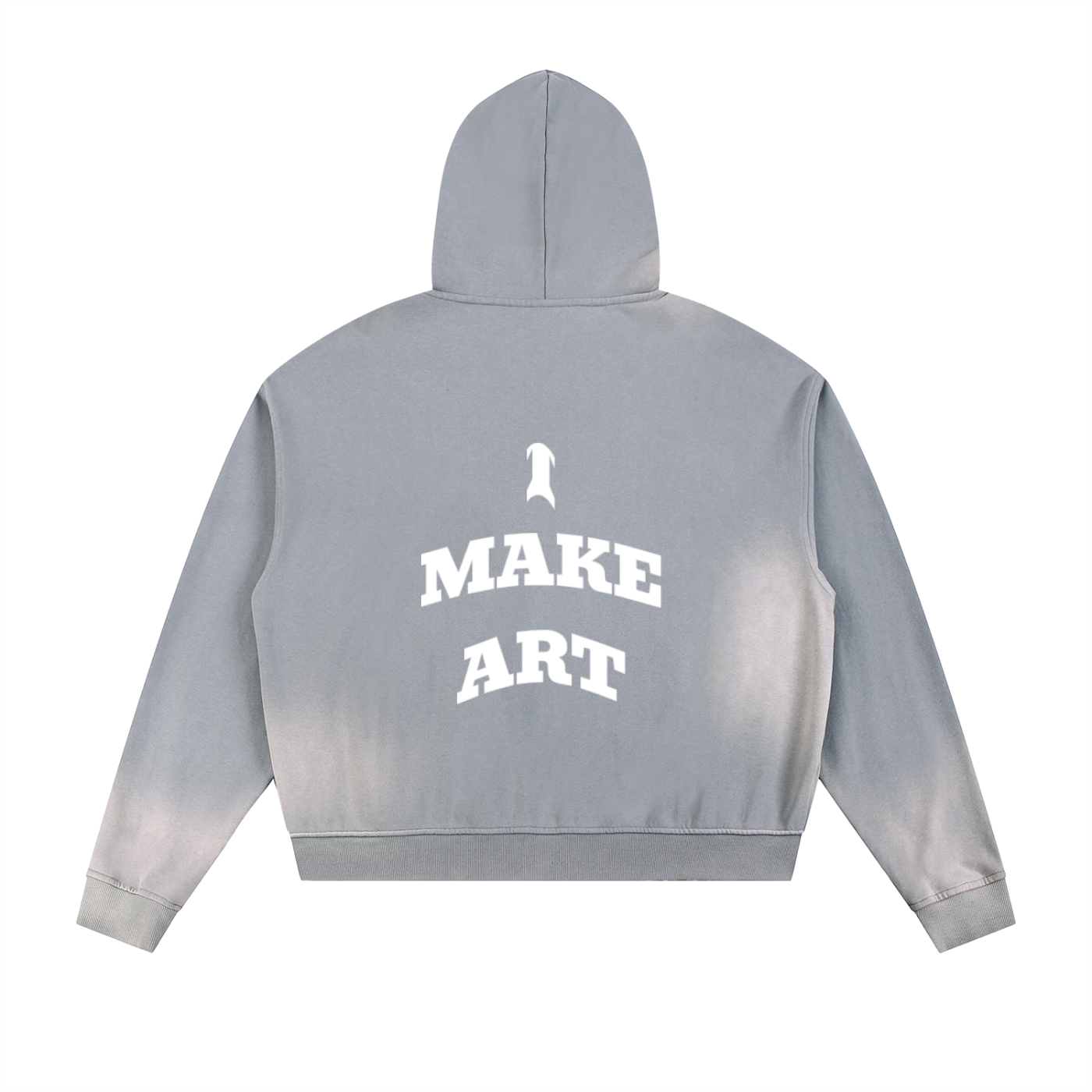 Sun Fade Frayed Raw Edge Fleece Zip Hoodie