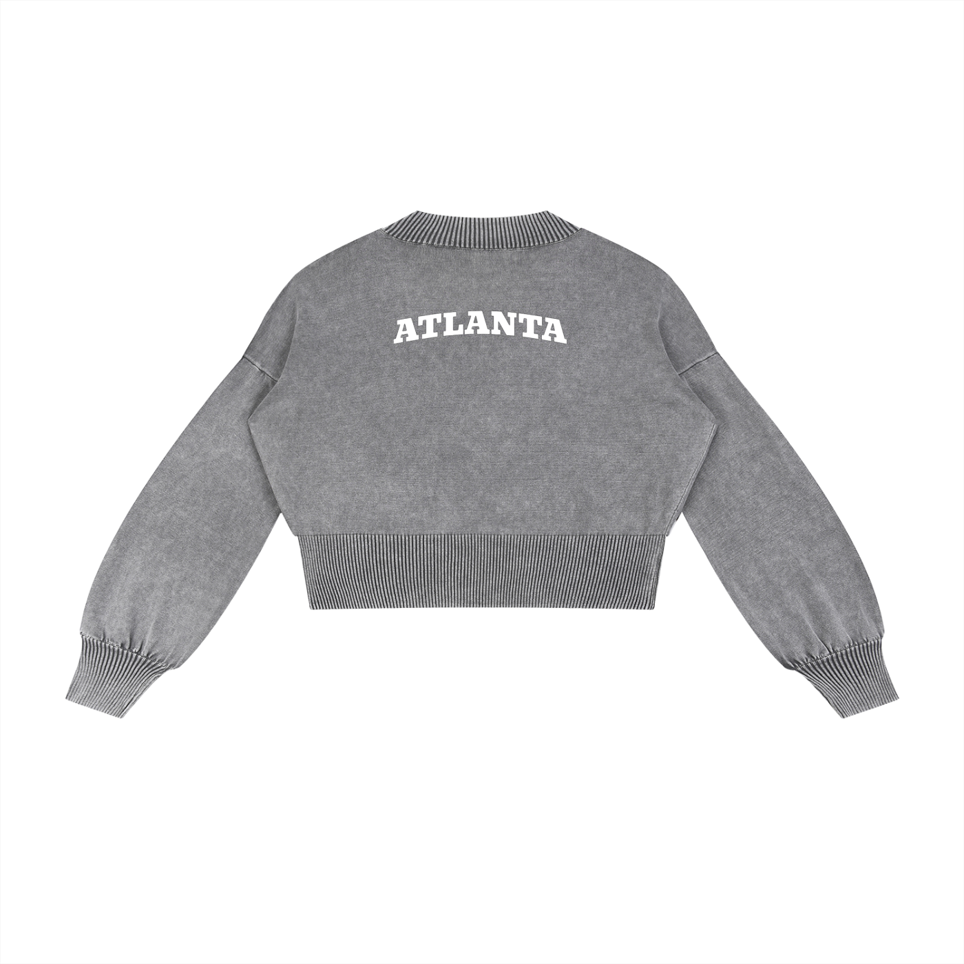 Dystopia Savage Mineral Wash Balloon Sleeve Cropped Sweater